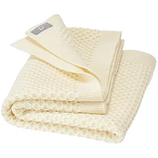Disana WABEN-STRICKDECKE, 100% Bio-Merinowolle GOTS, IVN Best | kuschelweiche Decke mit Wabenmuster | Newborn Baby Kleinkind Kind Unisex | Made in Germany | Natur