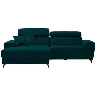 Carryhome Ecksofa , Petrol , Textil , Füllung: Schaumstoff , Ottomane links, L-Form , 267x181 cm , Stoffauswahl, Liegefunktion, seitenverkehrt erhältlich, Rücken echt , Wohnzimmer, Sofas & Couches, Wohnlandschaften, Ecksofas