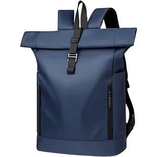 Clufar Rolltop Rucksack Herren Wasserdicht Laptop Rucksack mit Computerfach 16 Zoll Elegant Reiserucksack Schulrucksack Backpack Schule Daypack Freizeit für Arbeit Reisen,Blue
