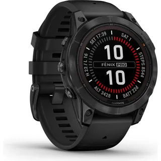 Garmin Fenix 7 Pro Solar BT 47 mm Edelstahlgehäuse schwarz Sportarmband schwarz One Size