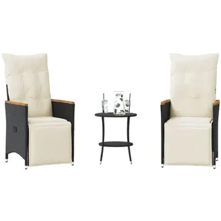Festnight Rattan Balkonmöbel Set 3 Teilig Gartenstuhl mit Fußteil Gartensessel Verstellbar Lehne Balkon Möbel Kleiner Balkon Sitzgruppe Garten 2 Personen Balkon Set Balkonset 2 Stühle 1 Tisch