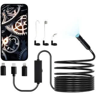 Vevor Endoskopkamera 1920P HD mit Licht, 5 m Kabel, 2-facher Zoom, wasserdicht IP67