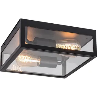 Rabalux 7070 Außendeckenleuchte Zaton, E27, Rostfreier Stahl, schwarz, 28x28cm - Schwarz