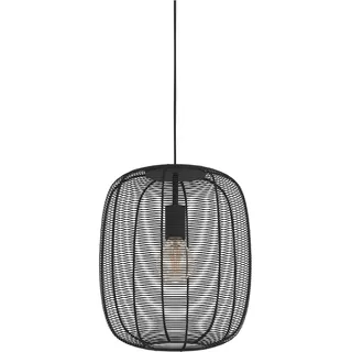 EGLO Hängelampe Rinroe, 1-flammige Pendelleuchte über Esstisch, Industrie Deckenlampe hängend aus Metall in Schwarz, Esszimmerlampe mit E27 Fassung, Ø 32,5 cm