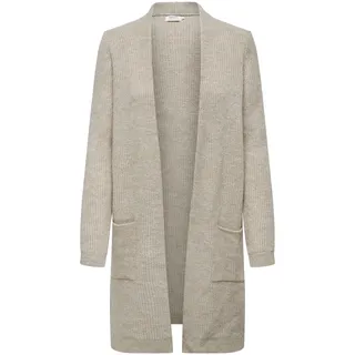 ONLY Damen Lange Strickjacke mit Taschen | Stretch Casual Langarm Gerippt | Open Cardigan Noos ONLJADE, Farben:Beige, Größe:S