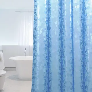 WELTRXE Duschvorhang Anti-Schimmel mit Gewicht Magnet unten, 0.2mm [183x183cm] Wasserdicht Antibakteriell Eva Vorhang für Dusche und Badewanne, 3D Steinmuster Blau, inkl. 12 Duschvorhangringen Kinder