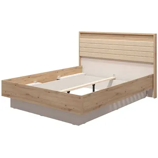 INOSIGN Bettgestell INOSIGN "Modena, mit teilgepolstertem Kopfteil", beige (beige, beige), B:194cm H:115cm L:208,5cm, 92%PES, 8%NY, Betten, Bettgestell, 160 oder 180x200cm, FSC-zertifiziert, Trendfarbe cashmere