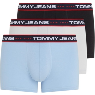 Tommy Jeans Herren 3er Pack Boxershorts Trunks Unterwäsche, Mehrfarbig (Black/ Light Cast/ Chambray Blue), S