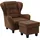 Ohrensessel Alexander Mikrofaser 92 x 103 x 93 cm Braun mit Hocker