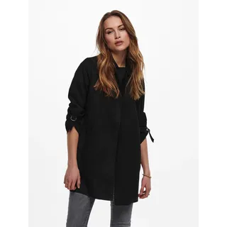 Langjacke ONLY "ONLJOLINE FAUX SUEDE COAT LIFE CC OTW", Damen, Gr. XS, schwarz, Web, Obermaterial: 92% Polyester, 8% Elasthan, unifarben, regular fit Po-bedeckend, tiefer V-Ausschnitt, mit Riegel, Jacken Langjacke, mit Reverskragen, weiches Wildlederimitat