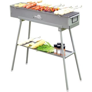 WILLBBQ Handelsübliche Qualität, tragbarer Holzkohlegrill, mehrere Größen, Hibachi-Grill, Edelstahl, faltbar, Camping, Grill, für Garten, Hinterhof, Party, Picknick, Reisen, Zuhause, Kochen im Freien