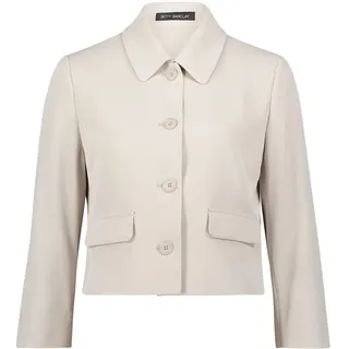 Jackenblazer BETTY BARCLAY "Blazer-Jacke mit 3/4 Arm", Damen, Gr. 42, beige (grau beige), Obermaterial: 96% Polyester PES. 4% Elasthan EL., Blazer Jackenblazer