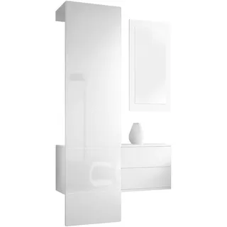 Vladon Garderobe Carlton Paneel in Weiß Hochglanz , Holzwerkstoff , 105x193x35 cm , Garderobe, Garderoben-Sets & Garderoben-Serien, Garderoben-Sets
