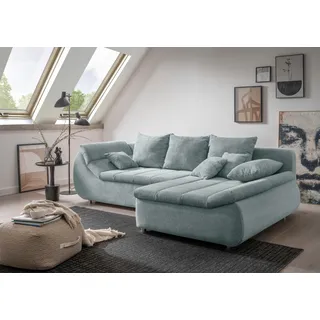INOSIGN Ecksofa »Imola, bequem, aktuelle Steppung im Sitz, L-Form, Breite 270cm« wahlweise mit Bettfunktion, blau