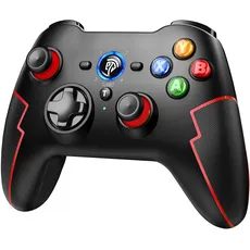 EasySMX Wireless PC Controller Game Controller PC Kabellos Bluetooth Gamepad mit Hall-Trigger&Dual Vibration&Turbo funktion, kompatibel mitPC/PS3/Switch/Android TV/TV-Box/Handy/Tablet/Laptop – Rot