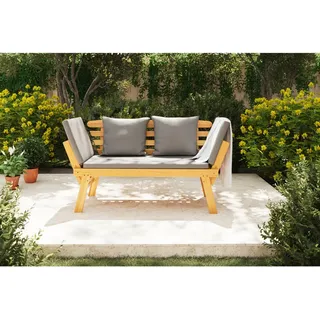 Ambia Garden Gartenbank , Grau, Akaziefarben , Holz, Textil , Akazie , massiv , Füllung: Polyester , 198x78x68 cm , FSC 100% , Holzmöbel, Sitzgelegenheiten Holz, Holzbänke, Gartenbänke Holz