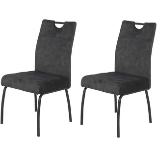Hela 4-Fußstuhl EVELYN 100% Polyester schwarz 2er Set
