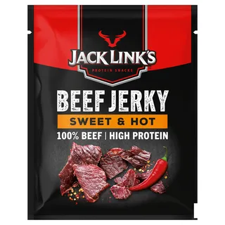 Jack Links Beef Jerky Sweet & Hot – 12er Pack (12 x 40g) – Trockenfleisch Eiweiß Snacks - High Protein Snack für Gym, Fitness, Outdoor - American Food für Menschen - Dörrfleisch Chips aus Rind Fleisch