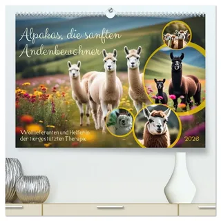 Alpakas, die sanften Andenbewohner (hochwertiger Premium Wandkalender 2026 DIN A2 quer), Kunstdruck in Hochglanz: Wolllieferanten und Helfer in der tiergestützten Therapie (CALVENDO Tiere)
