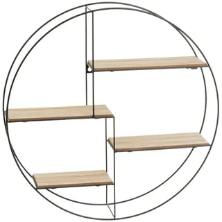 Wandregal mit 4 Böden aus MDF und Metall in Schwarz und Natur