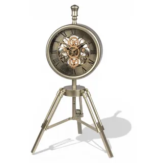 formano Standuhr Metall Vintage Uhr mit Zahnrädern - 65 cm Antik Design Tischuhr - Gold