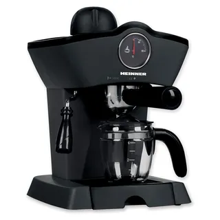 Manueller Espressor Heinner Retro Effect HEM-200BK, 800W, 3,5 bar, Wassertankkapazität 0,24 L, Front-Thermometer für Wasser, Zubereitungsoptionen: Espresso und Cappuccino, Schwarz - Schwarz