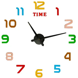 DIY-Wanduhr zum Aufkleben, verstellbar, 80–90 cm, bunt, 12 Ziffern - Schwarz