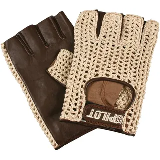Lampa Pilot -1 71416 - Halbfinger-Führungshandschuhe, Naturleder, braun, Größe L | Handrücken aus handverarbeitetem Baumwollgarn