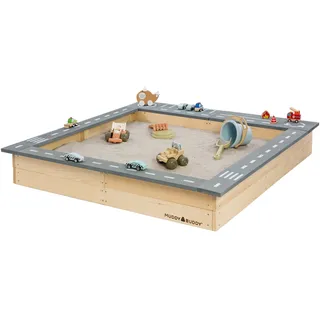 Muddy Buddy Holzsandkasten Highway Hero mit Dach grau/beige
