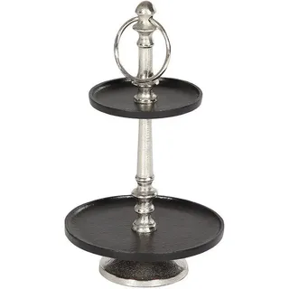 Ambiente Haus Etagere »Etagere 2 Stufen Silber und Schwarz«, silberfarben
