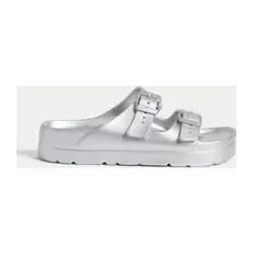 Girls M&S Collection Kids' Buckle Sandals (1 Large - 6 Large) - Silver, Silver - 1 L