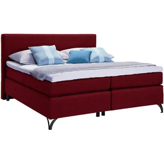 Esposa Boxspringbett , Rot , Textil , H2 + H3 , 7-Zonen , 180x200 cm , Federkernmatratze, Stoffauswahl, Topper durchgehend, in verschiedenen Größen erhältlich , Schlafzimmer, Betten, Boxspringbetten