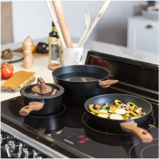 Kochgeschirr Set, LIVOO MEP147, 5-teilig, Antihaft Aluminium, 1 Kasserolle Ø16, 1 Pfanne Ø24, 1 Kochtopf Ø24 - Bunt