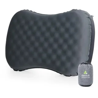 HIKENTURE Aufblasbares Kissen, Camping Kissen Aufblasbar, Ergonomisches Nackenkissen mit Schaumstoff, Kopfkissen Campingkissen Reisekssen Inflatable Travel Pillow für Outdoor, Strand, Zelt - Grey A3