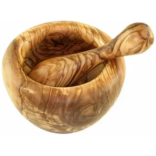 Olivenholz-erleben Mörser rund inkl. Stößel Olivenholz Ø 12 cm