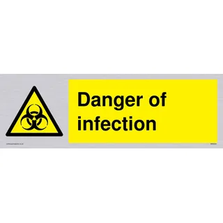 Viking Signs Schild mit Aufschrift"Danger of Infektion", Vinyl, silberfarben