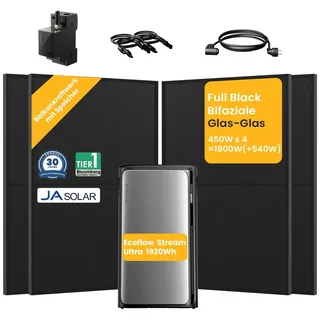 EcoFlow Balkonkraftwerk JA Solar 1760 W inkl. 1,92 kWh EcoFlow Stream Ultra Speicher