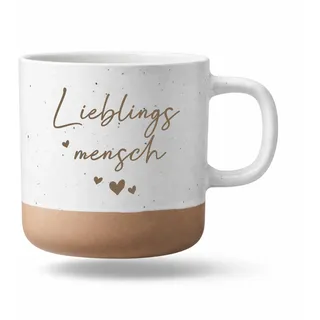 Bergliebe Keramiktasse Lieblingsmensch | Liebestasse | Kaffeetasse | Teebecher weiß mit beigem Boden | Geschenk für Partner, Freundin & Familie | Love | 360 ml Pohmer Design (Lieblingsmensch)