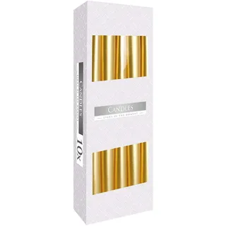 Spitzkerzen 10er Pack, ø 2,3 x 24,5 cm, Brenndauer ca. 7h (Gold)