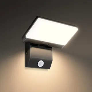 DIKHEE LED Wandleuchte Aussen 36W 3000K Außenwandleuchte Außenlampe mit Bewegungsmelder, IP65 Modern Außenwandleuchte mit Schwenkbar LED Panel für Terrasse Eingang Garten