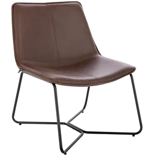 Svita Loungesessel Cocktailsessel Clubsessel ohne Armlehnen Metall-Gestell Leder-Optik Braun