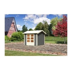 Karibu Holz-Gartenhaus Timra Terragrau Satteldach Lackiert 240 cm x 244 cm