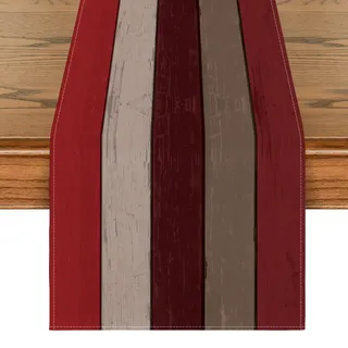 Artoid Mode Rot Planken Antik Alt Rustikal Holz Herbst Tischläufer, Saisonnal Küche Tisch Dekoration Drinnen Urlaub Party Dekor 40x140 cm