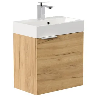 Posseik Badmöbel Cubi Slimline für Gäste-WC 50 cm SoftClose Eiche Gold