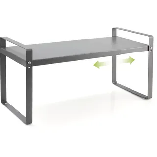 Cozary Erweiterbares Schrankregal (37-63 cm), Küchenregal, Robustes Metall-Gewürzregal, Langlebiges, Regal Stehend für Schrank, Küche, Arbeitsplatte, Aufbewahrung, Regal, Bad & Büro, Grau