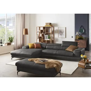 W.Schillig Ecksofa "piedroo, Designsofa mit tollem Sitzkomfort, bequem und elegant, L-Form", grau (anthrazit z69), B:343cm H:70cm T:193cm, Longlife Xtra-Leder Z69: Das feinnarbige, gedeckte Softleder Z69 besticht durch seine außergewöhnliche Weichheit im trendigen 