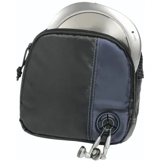 Hama CD-Player-Tasche für Discman und 3 CDs | Tasche schwarz/blau, mit Kabelausgang und Gürtelschlaufe