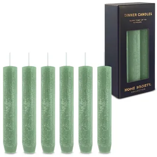 Grüne Stabkerzen 6er Set – 14 cm x 2,3 cm, durchgefärbte Dinnerkerzen, bis zu 8 h Brenndauer, spitz zulaufend, unparfümiert & palmölfrei – für Adventskranz, Weihnachten, Hochzeit & festliche Tischdeko