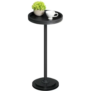 HOOBRO Runder Beistelltisch, Cocktailtisch, Bistrotisch für kleine Räume, Wohnzimmer, Schlafzimmer, Schwarz EBB168BZ01