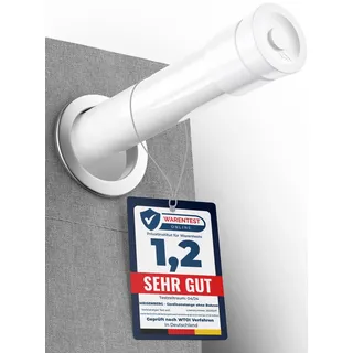 MEISENBERG Teleskopstange Vorhang 110-200cm, Weiß - Spannstange Ausziehbar | Werkzeuglose Montage, Rostfrei & Rutschfest - Klemmstange für Fenster, Tür, Bad, Dusche, Schrank, Balkon, Trennwand - Ø25mm